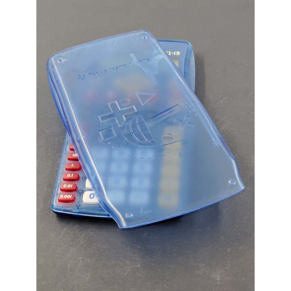 Texas Instruments TI-15 Scientific Calculator Transparent Blue Fractions Math - Picture 5 of 10